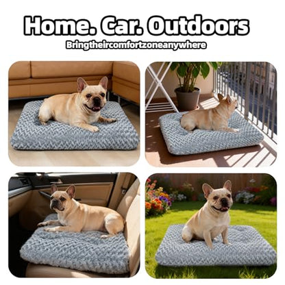 Dog Bed Medium Size Dog Deluxe Plush, Washable Medium Dog Beds, Indestructible Dog Crate Pad, Anti-Slip Soft Pet Bed, Comfy Kennel Pad for Large, Jumbo, Small, Medium Dogs Extra, 29"x 21"-L, Dark Gray - color: Dark Grey, size: 29"L x 21"W x 3"Th