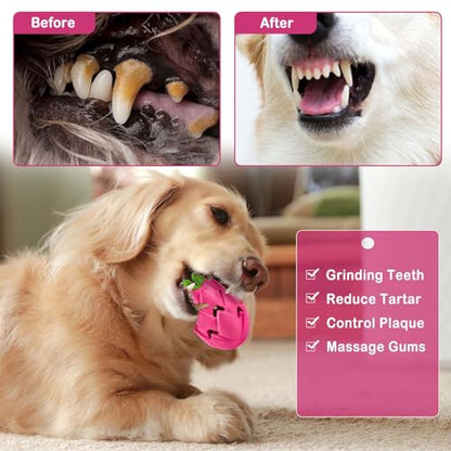 AUSCAT Dog Treat Dispensing Toys, Dispensing Puzzle Dog Toy, Rubber Dog Treat Dispenser, Interactive Stimulation Dog Food Toys, Pitaya Shape