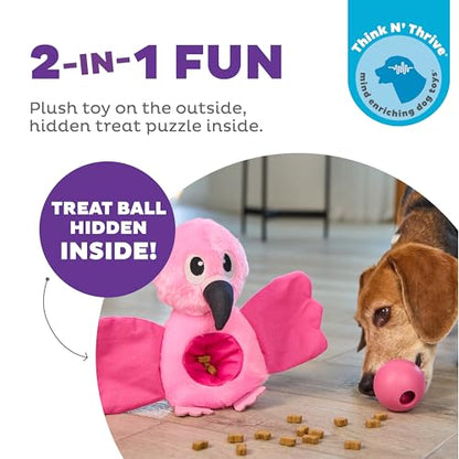 Outward Hound by Nina Ottosson Hide-Ablez Plush Dog Puzzle with Treat Ball, Flamingo, Pink - color: Hide-Ablez Flamingo