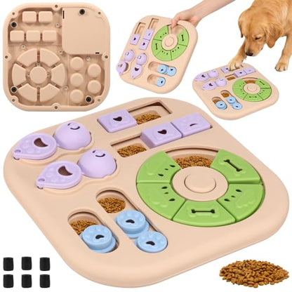 Interactive Dog Puzzle Toys Treat Dispensing Slow Feeder for Training and Mental Stimulating Dog Enrichment Toys for Puppy Cats Pet(Beige) - color: Beige