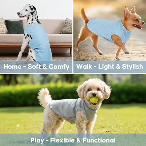 KYEESE 2Pack Dog Shirts Waffle for Small Dogs Stretchy T-Shirts Lightweight Tank Top Sleeveless Vest Breathable Cat Tee, Medium, Blue+Grey - color: 07# 2Pack(Blue+Grey), size: Medium (7-11lbs)