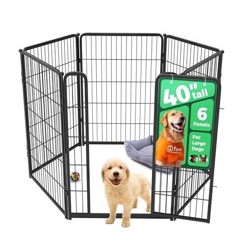 FXW Homeplus Unleashed Indoor Dog Playpen - Stress-Free and Safe Play, Heavy Duty 40 Inch 6 Panels Dog Pen for Medium and Large Dogs, Black│Patented - color: Black, size: 40"H