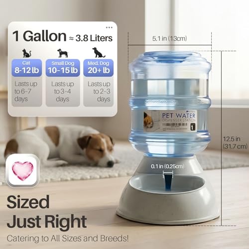 Flexzion Automatic Pet Feeder & Waterer Set of 2 Pack, Self Feeding Replenish Dog Cat Bowls, Gravity Food & Water Storage Container Fountain Jug Pet Supplies Plastic Skid Proof Rubber Feet (1 Gallon) - color: Waterer + Feeder, size: 4-6 lb Feeder (1 Gallo