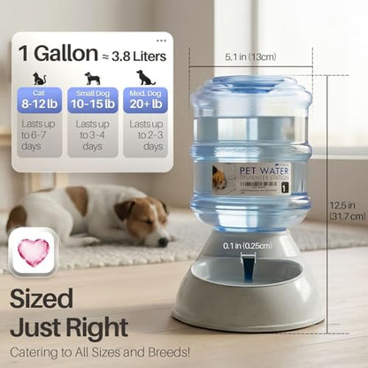 Flexzion Automatic Pet Feeder & Waterer Set of 2 Pack, Self Feeding Replenish Dog Cat Bowls, Gravity Food & Water Storage Container Fountain Jug Pet Supplies Plastic Skid Proof Rubber Feet (1 Gallon) - color: Waterer + Feeder, size: 4-6 lb Feeder (1 Gallo