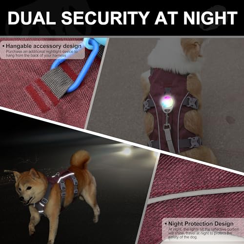 Escape Proof Dog Harness Small Sized Dog, Reflective No Pull Dog Vest with Handle, Lightweight Full Body Pet Harness Adjustable for Walking,Training(Maroon,Chest:16-27") - color: Maroon, size: S: Chest 16-27", Fit 12-25 lbs