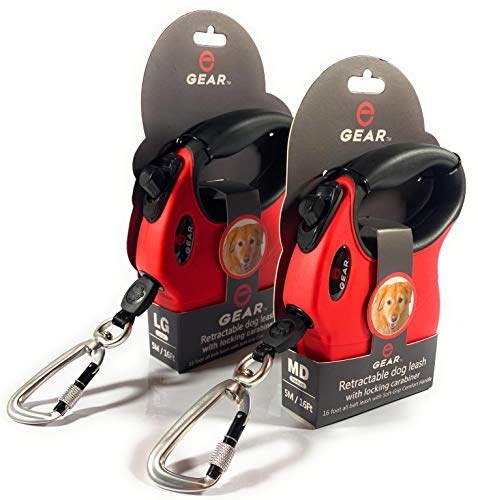 Enthusiast Gear Retractable Dog Leash for Large and Medium Dogs with Locking Carabiner | Heavy Duty 16 ft Strong Reflective Polyester Webbing, 1-Button Break & Lock, Anti-Slip Handle, Tangle Free