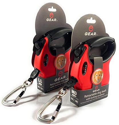 Enthusiast Gear Retractable Dog Leash for Large and Medium Dogs with Locking Carabiner | Heavy Duty 16 ft Strong Reflective Polyester Webbing, 1-Button Break & Lock, Anti-Slip Handle, Tangle Free