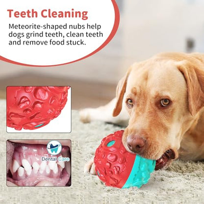 Dog Ball for Aggressive Chewers - Interactive Dog Toy Giggle Balls Fun Squeaky Sound to Keep Them Busy, Durable for Small Medium Large Breeds, Rubber Chew Toys, As Seen on TV, Blue & Red - color: Blue & Red