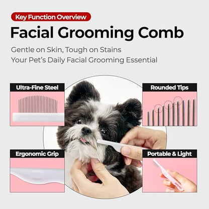 JAYU PET Facial Grooming Comb | Dog Eye Combs, Stress-free Eye Gunk Remover for Dogs & Cats, Pet Facial Brush, Cat Grooming Kit - size: 1ea