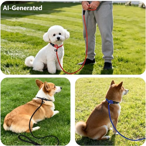 FOVRLZSE Upgraded Dog Slip Lead (3-Pack) Adjustable Nylon Lead for Dogs (Red/Black/Blue), Training Aid, Eco-Friendly Cotton Lining, Integrated Plastic Buckle, - color: Red, Black, Blue