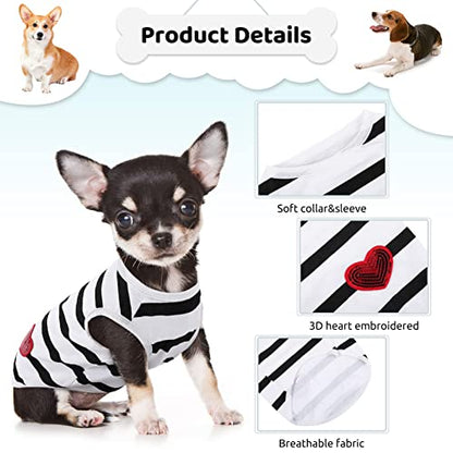 Pet Dog Striped T-Shirt Dogs Cats Cotton Vest Spring Summer Pet Apparel Tee Shirt Suitable for Small and Medium Large Pets French Bulldog Bichon - color: White-Vest, size: X-Small