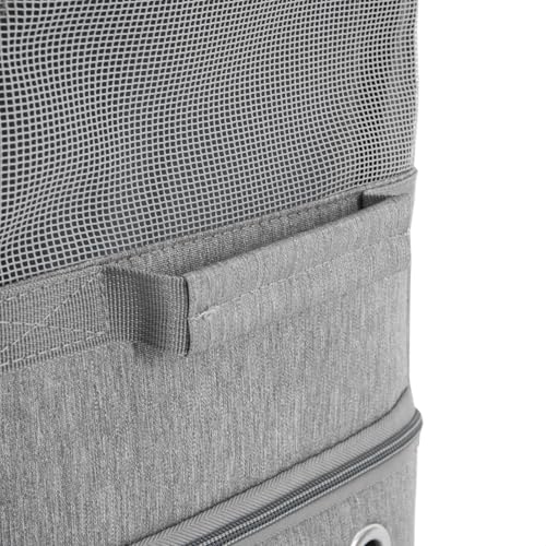Double-Compartment Pet Rolling Carrier with Wheels, 13.78 * 10.24 * 24.01 in Ajustable Pet Carrier, 22.05 lbs Bearing Collapsible Pet Trolley Bag for Cats, Dogs, Pet Ferrets, Rabbits (Grey) - color: Grey