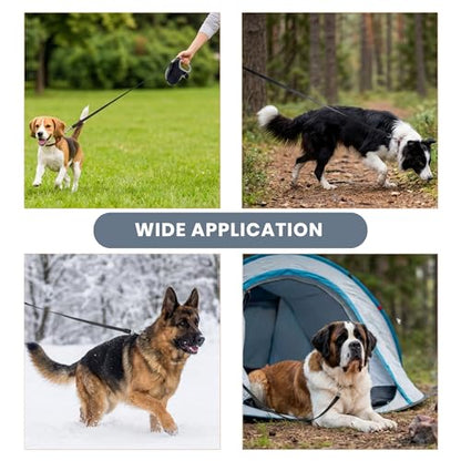 33ft Retractable Dog Leash, One-Button Control with Reflective Strips, 360° Anti Winding Non Slip Handle Lead, Long Leash Retractable with Waste Bag Dispenser for Medium Large Dog