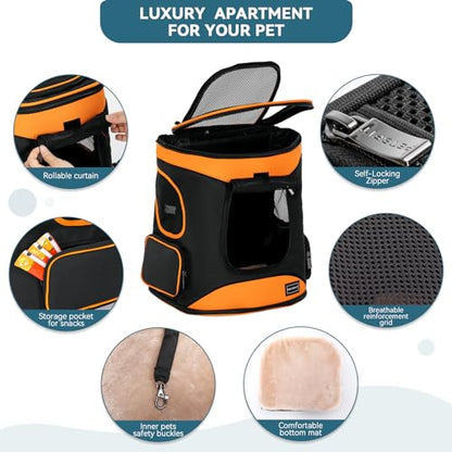 Petsfit Dog Backpack Carrier with Upgrade Waist Cushion Design to Better Fit The Waist, Suitable for Small and Medium Dogs Cats, and Rabbits up to 18 Pounds - color: AOrange