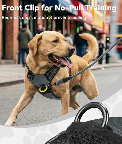 Joytale No Pull Dog Harness Medium Sized Dog, Reflective Pet Vest with Front Clip, Adjustable Soft Padded Harnesses with Easy Control Handle for Training and Walking, Gray, M - color: Gray, size: Medium