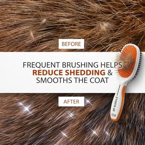 Double Sided Pet Grooming Brush | Soft Bristle Dog Brush for Shedding | Pin Brush for Light Detangling & Smoothing Coat | Cats Grooming Brushes For Short Long Hair | Pet Hair Removal Tool