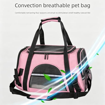 Cat Carrier Bag, Airline Approved Soft Carrier for Cats & Small Dogs | Airline approved pet carrier for pets under 15lb, breathable mesh with privacy cover, lightweight, foldable & washable - color: Pink