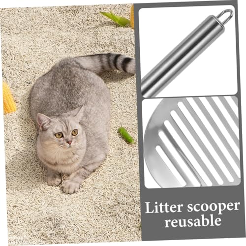 2pcs Stainless Steel Cat Litter Scooper with Ergonomic Handles Durable Metal Poop Scoop for Efficient Sifting Litter Box for Home and Professional Use
