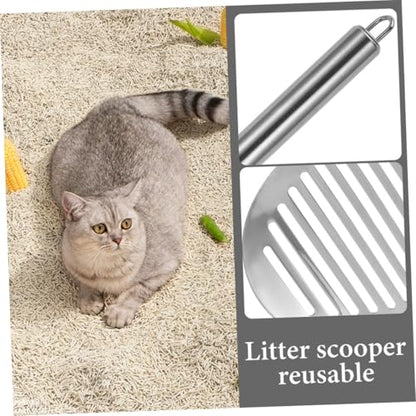 2pcs Stainless Steel Cat Litter Scooper with Ergonomic Handles Durable Metal Poop Scoop for Efficient Sifting Litter Box for Home and Professional Use