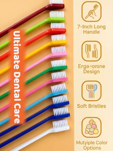 20Pcs Double Headed Pet Toothbrush for Dogs & Cats - 10 Colors x 2 Pack Long Handle Dog Cat Dental Brushes with Soft Bristles - Bulk Value Pack for Multi-Pet Homes and Travel - color: 20pack