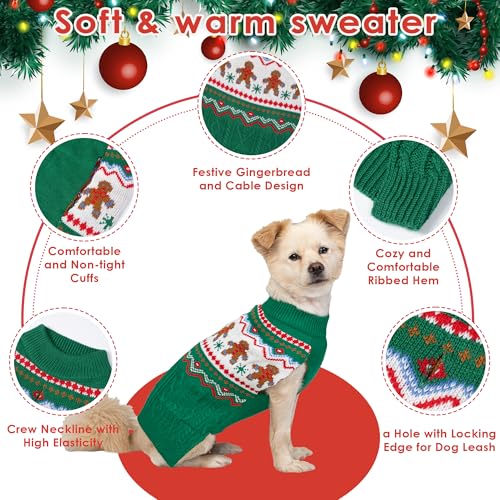 LUBOT NEW Ugly Christmas Sweaters for Puppy Cute Funny Wintertime and Holiday Parties Knitted Pullover Sweater Santa Small Dog Green Gingerbread Small - color: Green Gingerbread, size: Small