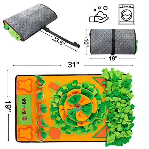 Pet Snuffle Mat for Dogs Sniff Mat Nosework Feeding Mat Slow Feeder Interactive Dog Puzzle Toys for Training and Stress Relief Encourages Natural Foraging Skills (31''x19'') - size: 31''x19''