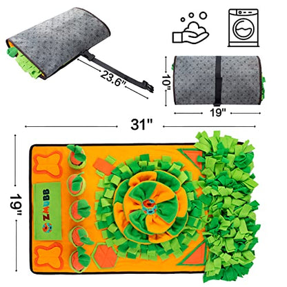 Pet Snuffle Mat for Dogs Sniff Mat Nosework Feeding Mat Slow Feeder Interactive Dog Puzzle Toys for Training and Stress Relief Encourages Natural Foraging Skills (31''x19'') - size: 31''x19''