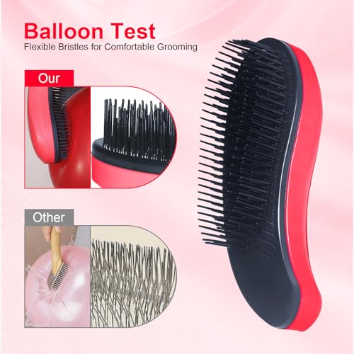 Small Dog Brush - Puppy Hair Brush- Grooming Tool for Teddy, Yorkies, Maltese, Shih Tzu, Chihuahua (Rose Red) - color: Rose Red
