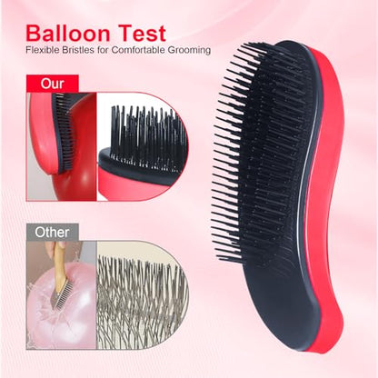Small Dog Brush - Puppy Hair Brush- Grooming Tool for Teddy, Yorkies, Maltese, Shih Tzu, Chihuahua (Rose Red) - color: Rose Red