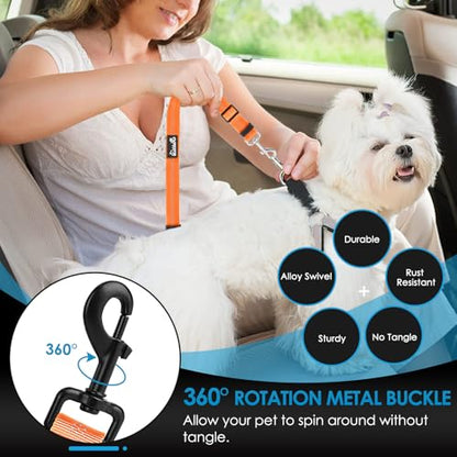 Lukovee Dog Seatbelt Leash for Cars, 2 Pack Pet Safety Car Seat Belt with Adjustable Buckle & Reflective Bungee, Connect Dog Harness in Vehicle Car Dogs Restraint Travel Daily Use (Orange) - color: Orange