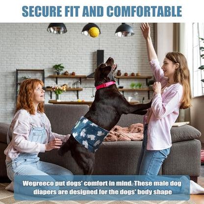 Wegreeco Washable Male Dog Diapers (Pack of 3) - Washable Male Dog Belly Wrap (Alpacas, X-Small) - color: Alpacas, size: X-Small (Pack of 3)