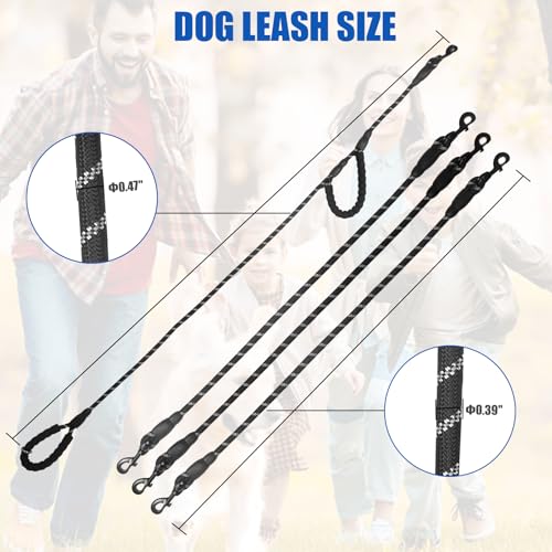 Dual Dog Leash,Two Way Dog Leash, Small Dogs, and Medium Dogs,Exceptional 360° Anti-Tangle & No Pull Double Leash - Double Handle & Reflective Double Dog Leash for Safety & Convenience (Black, 4 Way) - color: Black, size: 4 Way