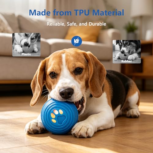 Interactive Dog Ball, Automatic Dog Toy, Vibrating Dog Ball with 4 Play Modes, Moving & Bouncing Ball for Dogs, Smart Self Rolling Dog Toy for Small Medium Dogs, USB-C Rechargeable, Blue - color: Blue