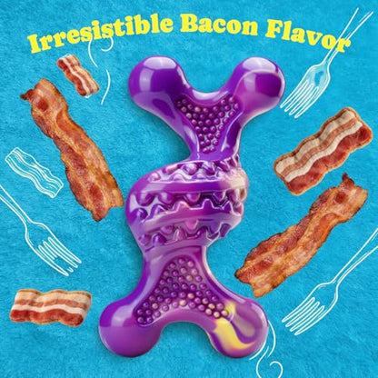 Kseroo Indestructible Dog Toy : 2 Pack Dog Toys for Aggressive Chewers, Bacon Flavor Nylon Hard Dog Chew Toys, Tough Dog Toys for Medium & Large Breeds 30-120 lbs, Durable Dog Toys to Keep Them Busy