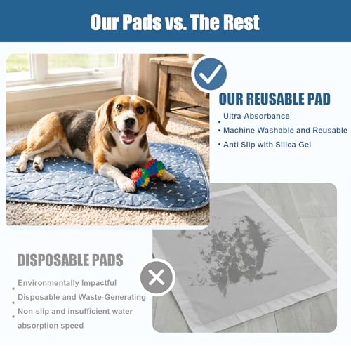 Puppy Pee Pads with Pheromones,Forever Pad,Washable Pee Pads for Dogs,Reusable Dog Pee Pads,Waterproof Leakproof Training Pad, Non-Slip Base for Household Use(Gray,L:35.4*31.5in) - size: Large