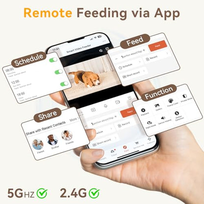 UTCG Automatic Dog Feeder with Camera: 8L/33 Cups 5G WiFi Timed Food Dispenser for Medium Dogs - 1080P HD Night Vision Video Recording 2-Way Audio APP Control - size: 8L for Medium Dogs