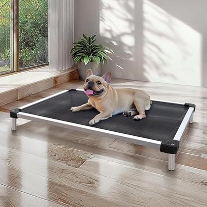 FXW TitanNest Chew-Proof Elevated Dog Bed, Raised Cot for Indoor/Outdoor/Camping Use, Durable & Waterproof Cooling Pet Bed for Small Dogs, 35.0" L x 22.0" W x 4.5" H, Black - size: Small Dog (35.0"L x 22.0"W x 4.5"H)