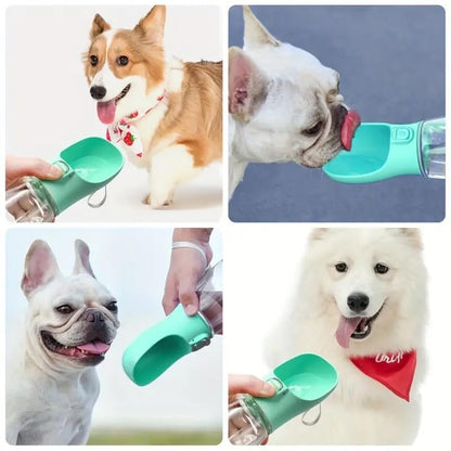 Leak-Proof Portable Dog Water Bottle with Built-in Bowl | Travel Pet Water Dispenser for Hiking, Walking & Outdoor Use | One-Hand Operation (Pink) - color: Pink