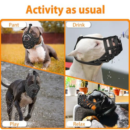 Mayerzon Pitbull Muzzle for Large Medium Sized Dogs to Prevent Biting Scavenging, Basket Muzzle for Rottweiler Staffordshire Terrier in Grooming Training, Allow to Pant Drink, Lightweight and Sturdy - size: M [Snout Cir: 9.75"-11"]