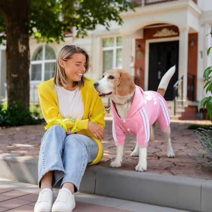 Dog Hoodie Security Clothes 4 Legs Jumpsuit Sweatshirt Hoodies Soft & Warm Dog Outfit Pullover Dog Winter Clothes Sweater for Small Medium Large Dogs Cats (Pink, XX-Small) - color: Pink, size: XX-Small