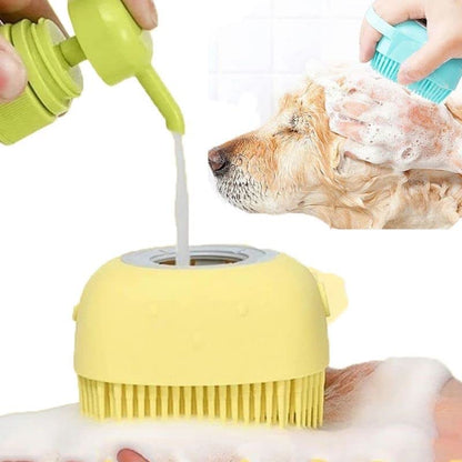3-Pack Dog & Cat Bath Brush Set - Soft Silicone Pet Grooming Shampoo Brush, Massage Shower Brush with Shampoo Dispenser for Dogs & Cats - Gentle Bathing & Grooming Tool for Pets