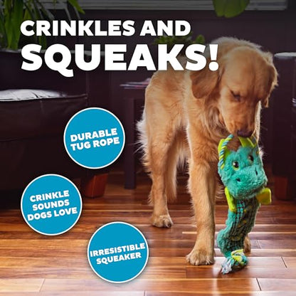 Outward Hound Ropiez Rope Interactive Dog Tug Toy for Tugging Squeaky Fun, 21 Inch Dragon, Blue, Medium - color: Ropiez Dragon