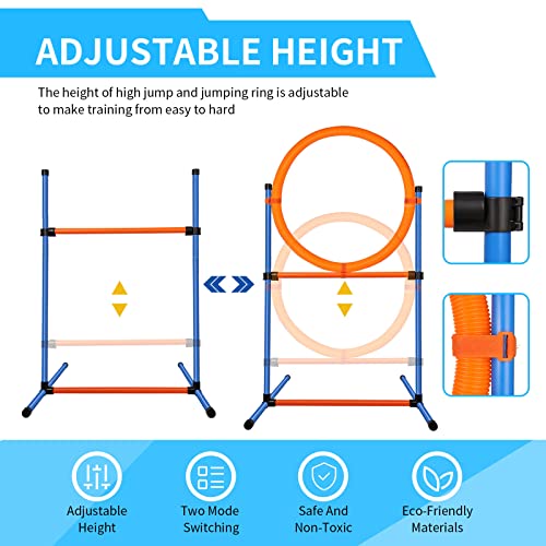 Dog Agility Training Equipment, 72-piece Obstacle Course Training Starter Kit Indoor Outdoor Game for Dogs with Agility Hurdle, Jump Ring, Weave Poles, Pause Box, Toy Balls and Storage Bag - size: 4 PCS SET