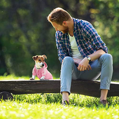 Dog Hoodie Security Clothes 4 Legs Jumpsuit Sweatshirt Soft & Warm Dog Outfit Pullover Dog Winter Clothes Sweater for Small Medium Large Dogs Cats (Pink, Medium) - color: Pink, size: Medium
