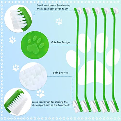 Honeydak Dog Toothbrush Bulk Dual Headed Dental Brushes Dogs Tooth Brushing Kit Long Handle Pet Tooth Brush for Puppy Large Small Cats and Most Pets Teeth Cleaning Dental Supplies(70 Pcs,Green) - color: Green