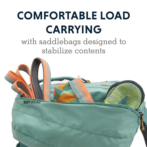 Ruffwear, Front Range Day Pack, Dog Backpack with Saddlebags, 5-Point Adjustment, 3 Leash Points, Padded Handle, Internal Mesh Pockets, Reflective Trim, Light Loop, River Rock Green, X-Small - color: River Rock Green, size: X-Small
