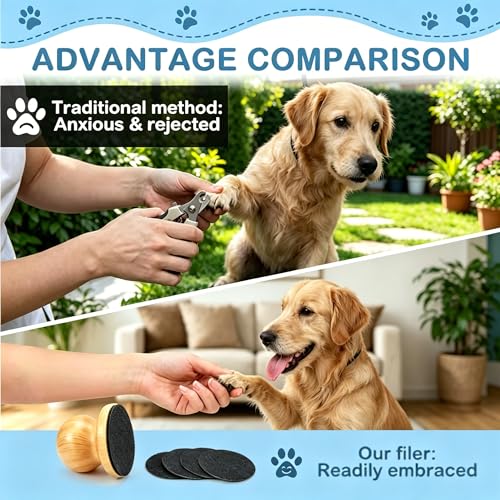 Dog Nail File, Scratch Pad for Dogs & Cats Nails, Gentle Grooming Tool | Includes 4 replaceable discs for gentle and effective claw care. Perfect alternative to traditional dog nail clippers