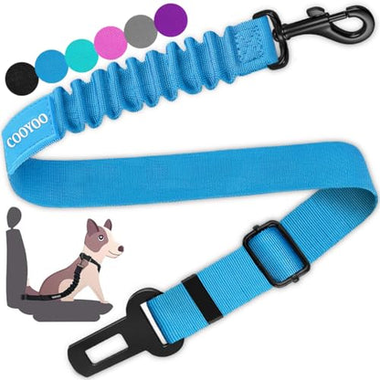 COOYOO Dog Seat Belt, Durability Retractable Dog Car Harness Adjustable Dog Seat Belt for Vehicle Nylon Pet Safety Seat Belts Heavy Duty & Elastic - color: Set 01 Pack B-Blue