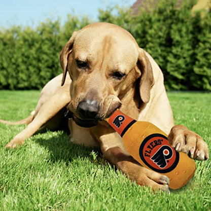 Pets First NHL Philadelphia Flyers Beer Bottle Plush Dog & Cat Toy- Cutest Stadium SODA Bottle Snack Plush Toy for Dogs & Cats with Inner Squeaker & Beautiful Hockey Team/Logo - color: Philadelphia Flyers, style: NHL Beer Bottle Toy