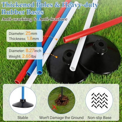 Neoaider 6 FT Pole Bending Poles for Horses, 10 Pack Agility Poles | 3-Color High Visibility, Heavy-duty Rubber Bases, Waterproof Carry Bag, Ideal for Equestrian, Soccer, Football, Pet Training